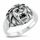 制造黑色cz缟玛瑙宝石珠宝男子复古黑色925纯银狮子戒指