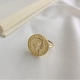 Manufacture engraved round signet rings custom fashion real 14k 18k gold plated jewelry vintage coin ring