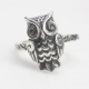 Manufacture custom vivid animal owl bird engraved ring vintage oxidization 925 sterling silver owl ring