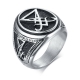 Custom morningstar sigil engraved embossed signet men jewelry vintage oxidized 925 sterling silver lucifer ring