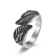 Manufacturer cross vintage antique black retro stainless steel rings fashion men jewelry custom wing angel ring steel