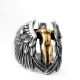 Manufacturer cross vintage antique black retro stainless steel rings fashion men jewelry custom wing angel ring steel