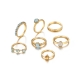 Women jewelry stackable finger real 18k gold plated rings fashion colorful crystal rhinestone ring set