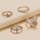 女人珠宝可堆叠手指真正18k镀金戒指时尚彩色水晶水钻戒指套戒