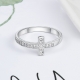 Wholesale fashion jewelry gemstone finger rings shiny white cubic zirconia double cross ring sterling silver