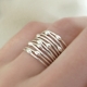 定制简约设计极简精致手指戒指18k镀金手工锤击纯银可堆叠戒指