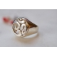 Custom handmade hammered ring band round disc engraved om ring black antique 925 sterling silver ring om
