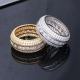 Wholesale fashion hip hop finger ring gemstone ice out five star cubic zircon silver men‘s iced rings
