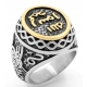 Custom vintage retro 18k real yellow gold plated engraved square antique black islamic silver rings for muslim men