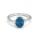 Manufacturer women jewelry high quality natural gemstone round blue topaz ring 925 sterling silver