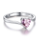 Manufacturer classic romantic pink rings jewelry gemstone cubic zircon custom sterling silver heart ring pink