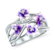 Manufacturer female girls cute pink flower enamel cubic zirconia luxury gorgeous flower 925 silver rings