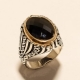 Manufacturer retro oxidized silver vintage antique black onyx agate oval turkish islamic persian men ring silver 925