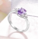 女性珠宝订婚精致的手指戒指圆形紫色宝石CZ紫水晶925银薰衣草戒指