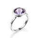 女性珠宝订婚精致的手指戒指圆形紫色宝石CZ紫水晶925银薰衣草戒指
