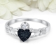 Custom engagement rings gemstone princess cut dark blue cubic zirconia promise ring 925 sterling silver