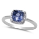 定制订婚戒指宝石公主切割深蓝色立方氧化锆承诺戒指925纯银