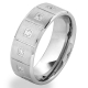 Manufacturer men jewelry high quality stone inlay channel brushed stainless steel cubic zirconia rings