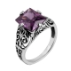 Manufacture high quality gemstone ring real 18K gold plated oval cut purple cubic zirconia rings vintage woman