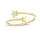 Manufacture adjustable real 18k yellow gold plated ring white fire opal cubic zirconia star flower open cuff rings