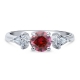 定制订婚宝石戒指女性珠宝光环承诺心形红色立方氧化锆戒指