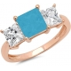 制造妇女珠宝精致的宝石戒指蓝色绿松石纯银公主切绿松石戒指