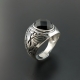 Manufacture adjustable men jewelry black onyx agate engraved antique black mens vintage silver black ring