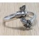 Manufacturer popular unique design vintage flower engraved retro black antique oxidized 925 sterling silver ring