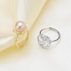Wholesale fashio women jewelry real 14k 18k gold plated 3A cubic zirconia white pearl ring