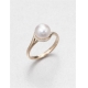 批发时尚女性珠宝真正的14k 18k镀金3A立方氧化锆白色珍珠戒指