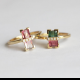 Manufacturer gemstone cz rings real 18k yellow gold plated 925 sterling silver watermelon tourmaline ring