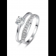 制造商订婚新娘戒指5A立方氧化锆菱形铑镀925斯特林银结婚戒指套戒