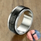 Manufacture engraved band ring men jewelry two-tone gold plated 925 sterling silver oxidized spinning ring