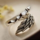 Manufacture adjustable ring high quality jewelry vintage retro black antique 925 sterling silver wing ring