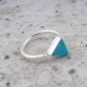 Custom open adjustable finger ring simple design gemstone jewelry turquoise sterling silver rings womens