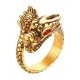 Manufacture men jewelry custom design gemstone cz retro vintage real gold plated dragon ring